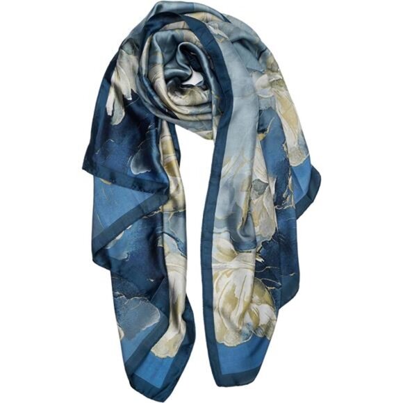 Womens Large Silk Feel Scarf Lightweight Shawl Wrap Stain Resistant Fashion Wrap - Picture 1 of 8